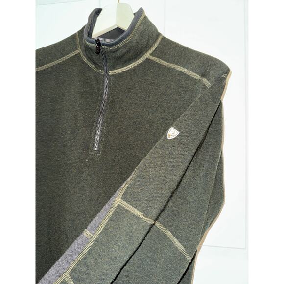 Kuhl Men’s REVEL 1/4 ZIP SHIRT Green Long Sleeve Kashmira Fleece Size XL - Picture 2 of 6
